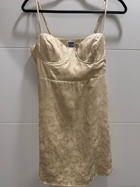 Princess Polly Champagne Jacquard Bustier Mini Dress